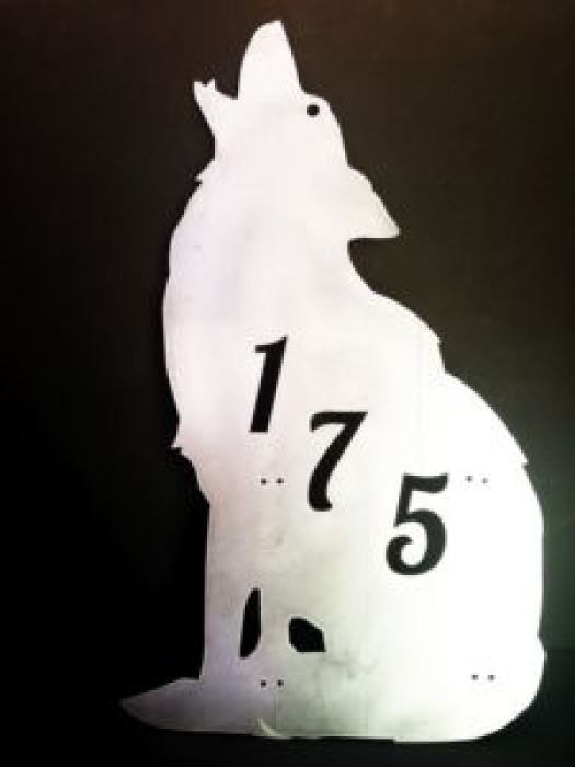 animal lifesize silhouette coyote address sign 